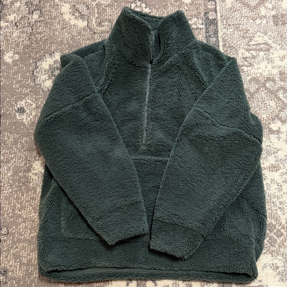 lululemon athletica Dark Green Sherpa Quarter-Zip Pullover